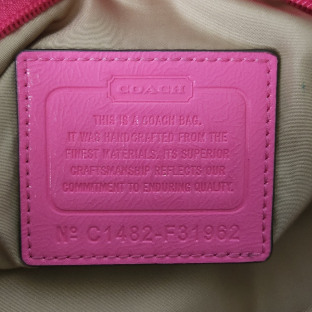 Coach F31962‎ Stripe Nylon Crossbody Purse Pink Leather Trim Lightweight Travel - Picture 6 of 10
